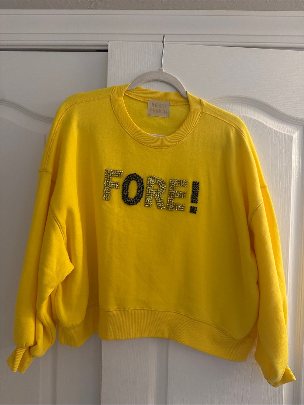 Judith March Yellow "FORE!" Embellished Sweatshirt